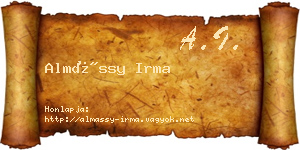Almássy Irma névjegykártya